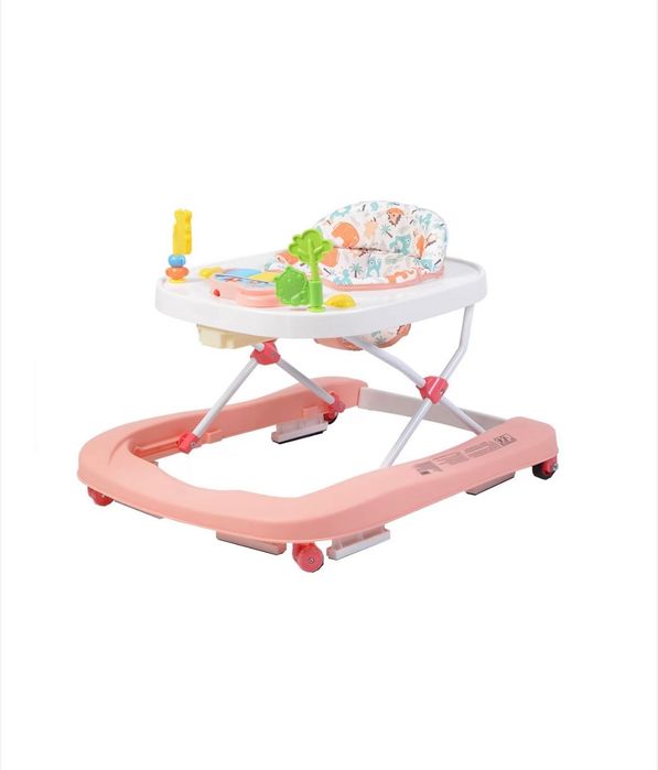 Проходилка Moni+Столче за хранене Lorelli Campanella - Розов с мечета