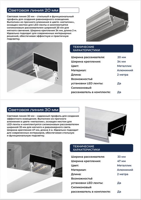 Парящий профиль для натяжного потолка