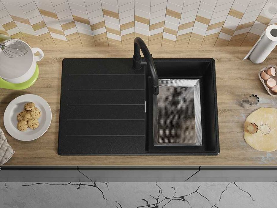 Графит кухненска гранитна мивка Копенхаген 780х500 Top 45