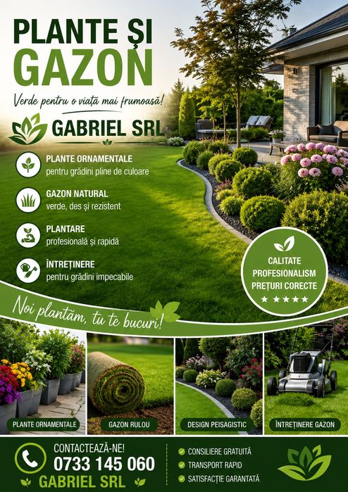 Vând și montez gazon roulon alături plantele ornamentale