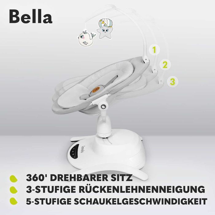 Lionelo Bella Electric Baby Rocker 360°, pana la 9 kg
