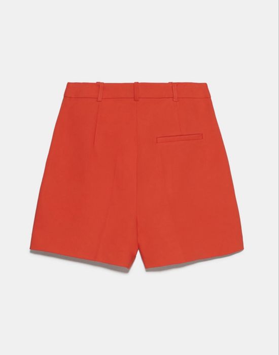 Къси червени панталонки XS Zara, висока талия