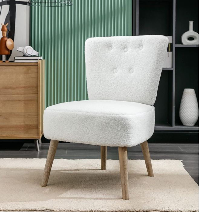 Fotoliu / scaun lounge boucle alb (Vida XL nou)