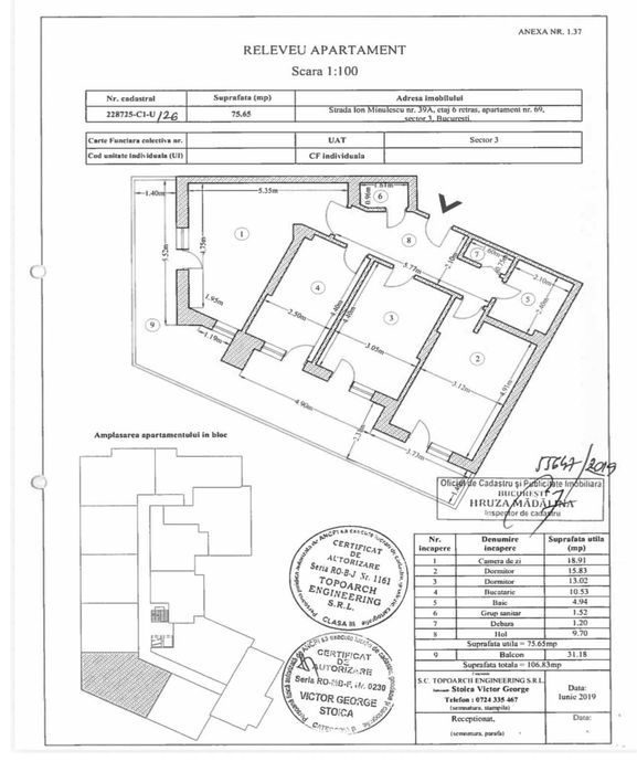 Apartament 3 camere mobilat și utilat, balcon mare 31 mp, Ion Minulescu, Sector 3
