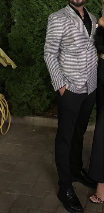 Sacou pepit alb-negru