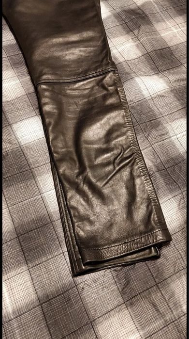 Кожаные брюки /штаны черные, W34, 90-92 см в талии. Посадка средняя.