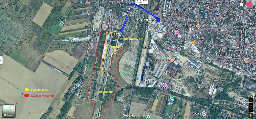 Teren intravilan 130.000 mp in Focsani, strada Milcov -Valcele Remat