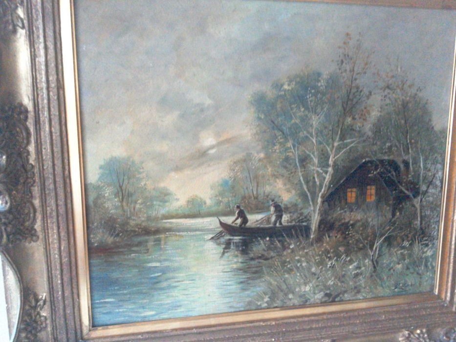 Tablou vechi, pictură flamandă, semnat B. Latner în ramă de epocă, U/C