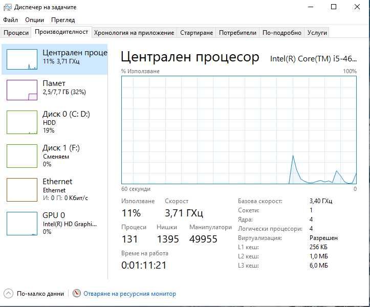 Core i5 (4 ядра) | 8GB RAM | Win 10 + Office | Готов за работа!