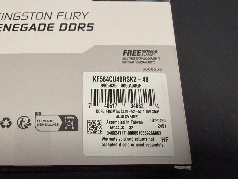 Kit DDDR5 48GB (2x24GB) KINGSTON FURY Renegade CUDIMM 8400MTs CL40