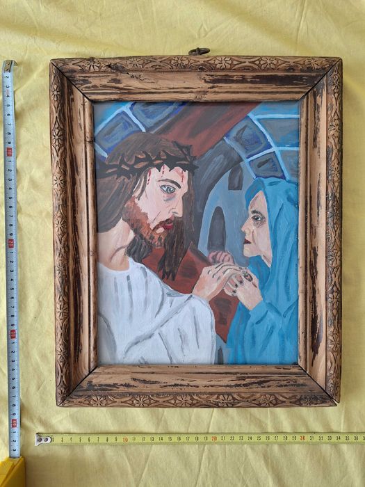 Tablou vechi inramat, protectie geam din sticla