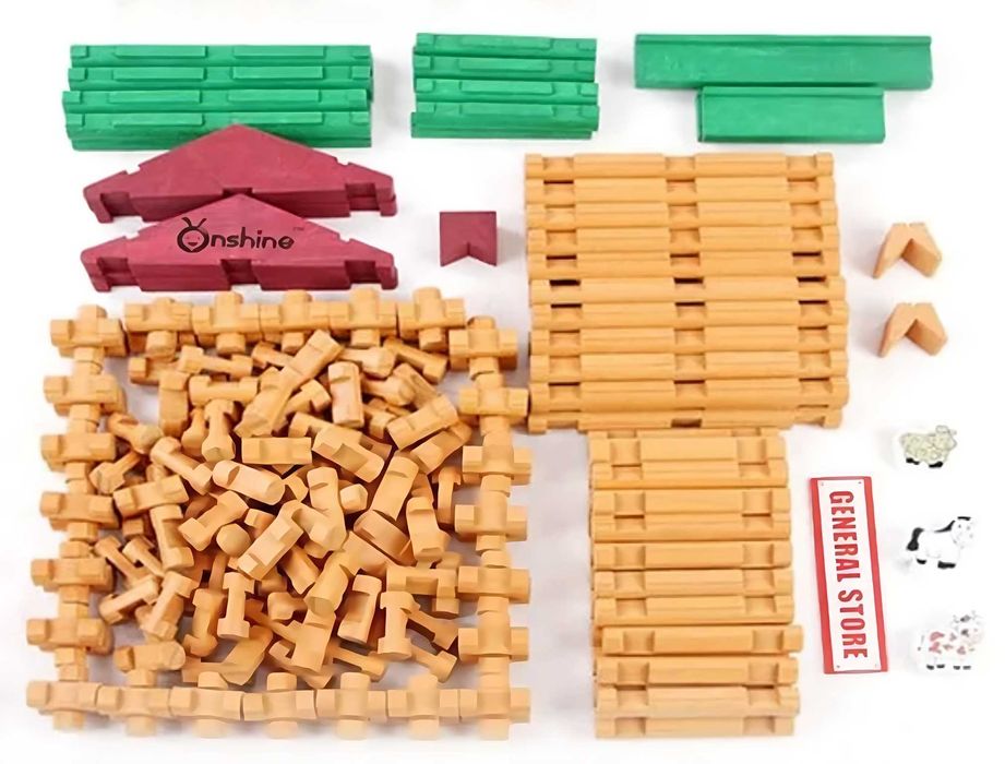 Дървена ферма с магазин конструктор 170 части / горска кабина