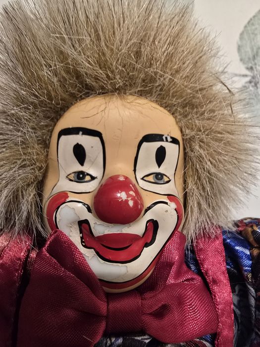 Păpușă Arlechin Retro, Față Ceramică, Harlequin