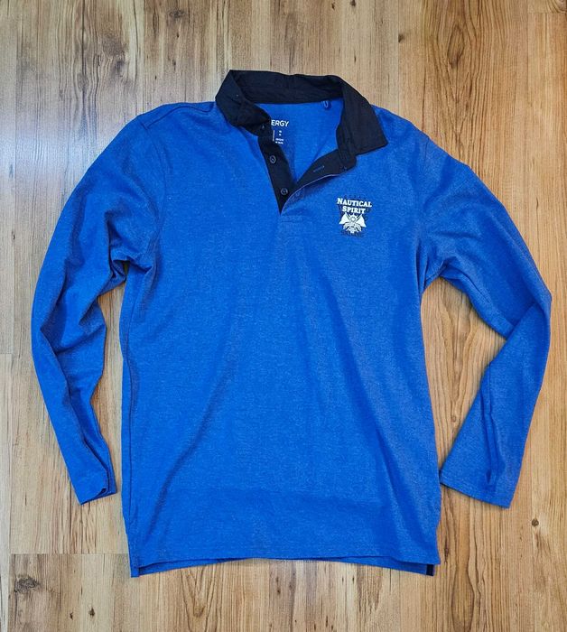 Мъжка синя блуза с яка нова