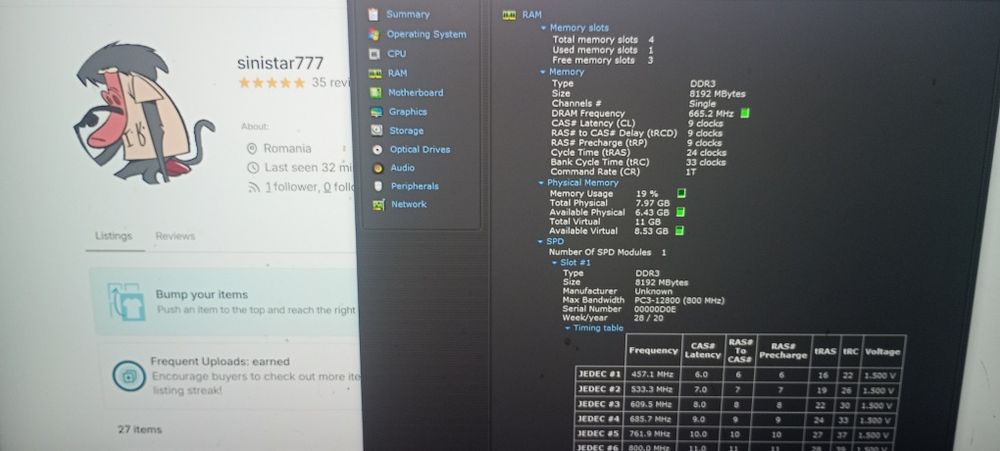 Placa RAM DDR3 8gb funcțională