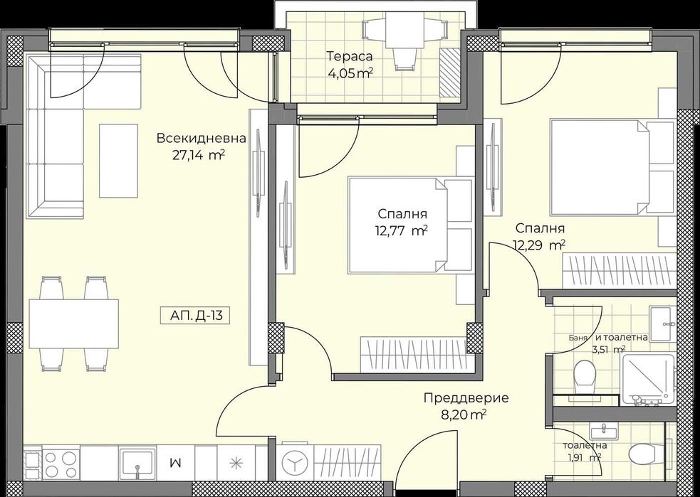 Продава се Тристаен апартамент в Пловдив, Остромила - 95 кв.м за 1192 €/кв.м - Снимка #1