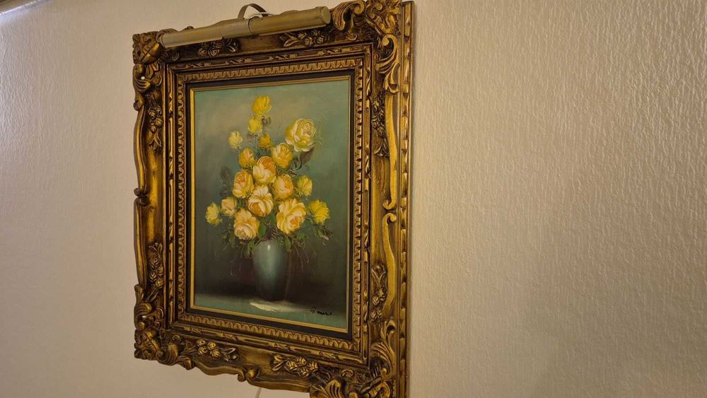 Картина с жълти рози - маслени бои