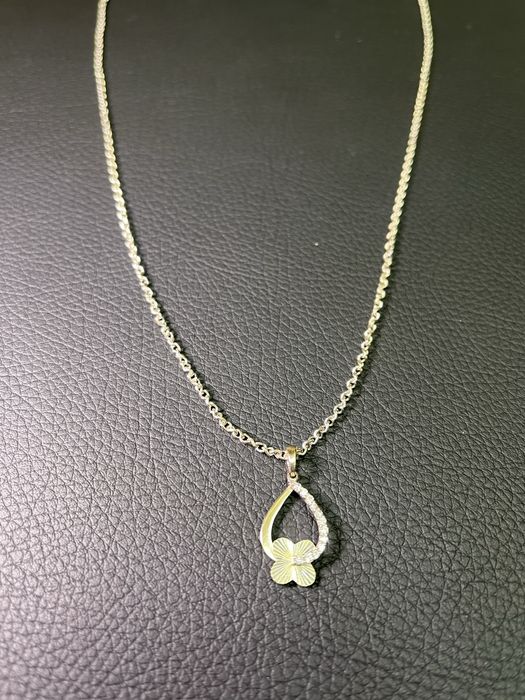 Бяло Злато синджир висулка медальон циркон zlaten 14 K 585 gold
