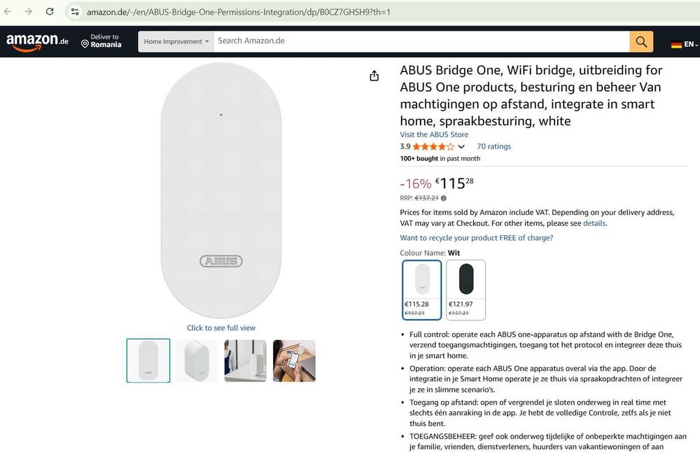 ABUS Bridge One, punte WiFi, extensie pentru produsele ABUS One