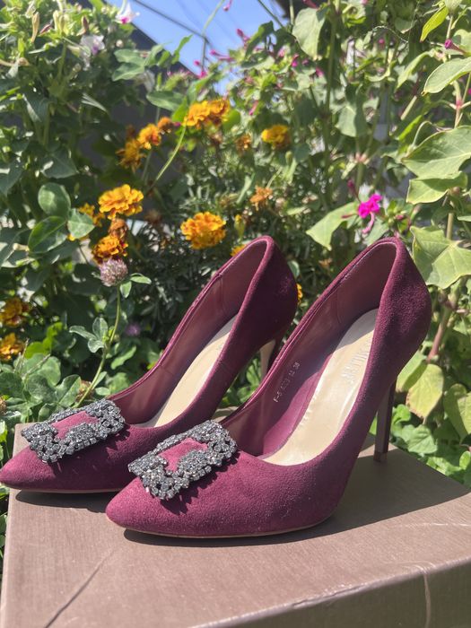 Туфли замша с камнями