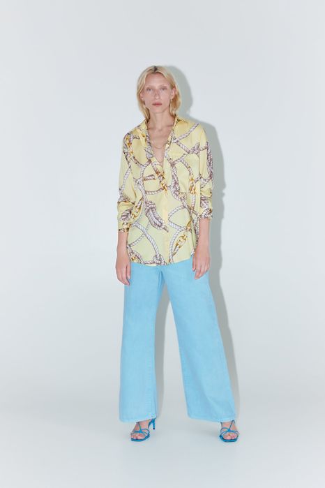 Zara риза с щампа oversize модел