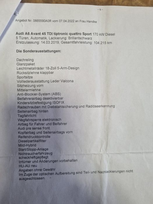 Audi A6 45 TDI Tiptronic Quattro Sport