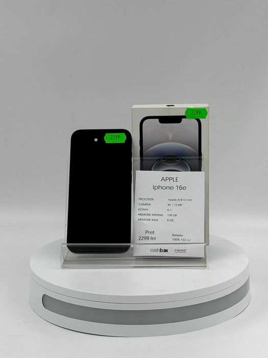 Apple iPhone 16e 128 GB bat 100% 153 cicluri Garantie 24 luni CashBox
