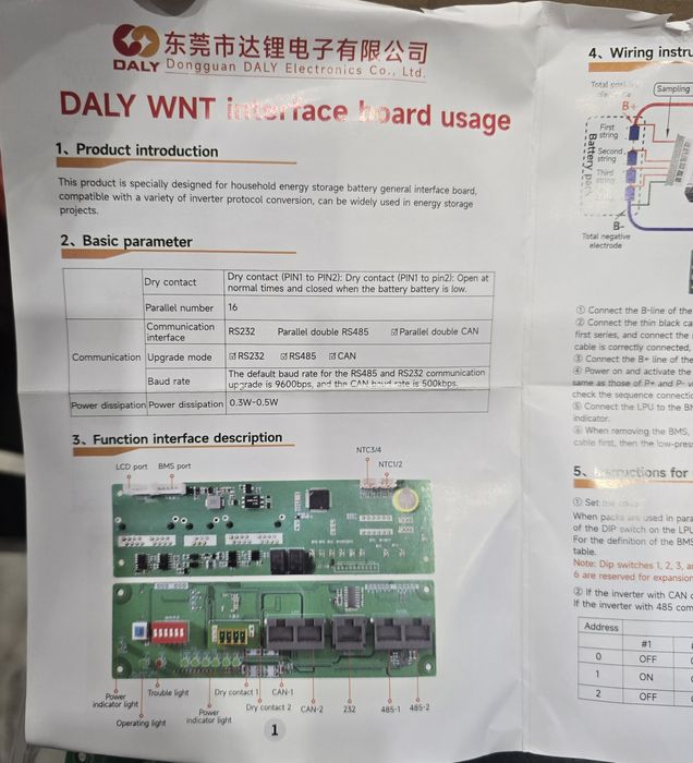DALY BMS Parallel board