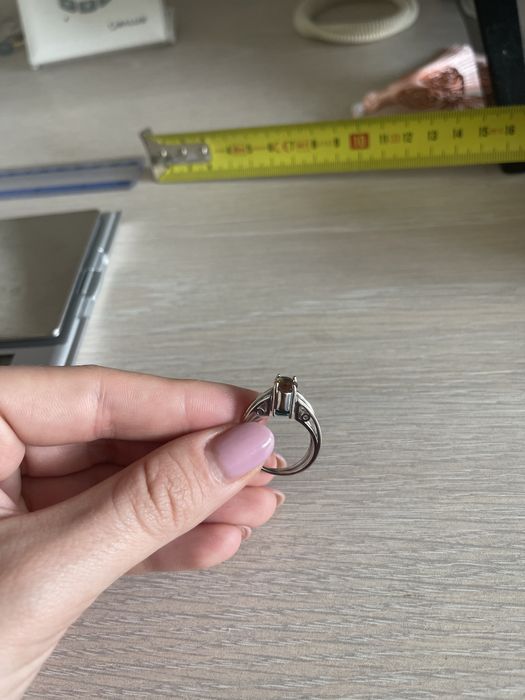 Inel aur alb 14k cu doua fete