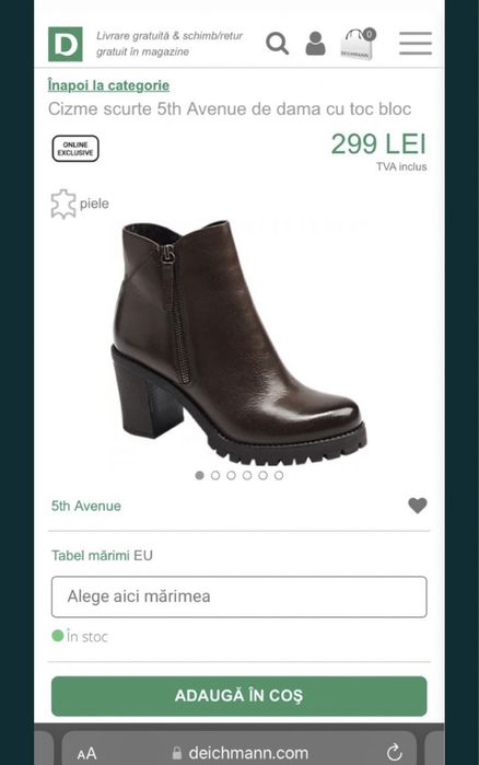 Livrare gratuita - Botine piele naturala noi marime 37