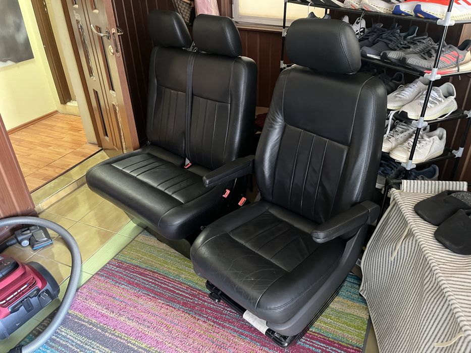 Scaun sofer piele cu cotiere Volkswagen Transporter Multivan Caravelle. Bancheta doua locuri piele.