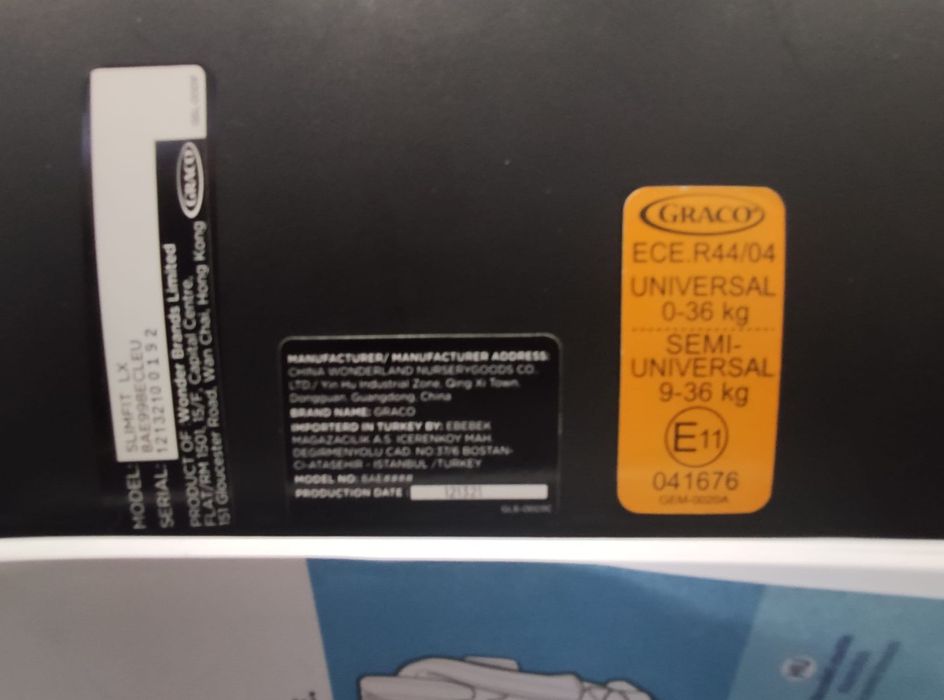 Scaun auto Graco Slimfit LX cu isofix pentru copii intre 0 și 36 kg