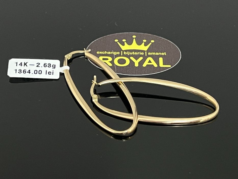 Bijuteria Royal CB : Cercei ovali aur 14K 585  2,63 grame