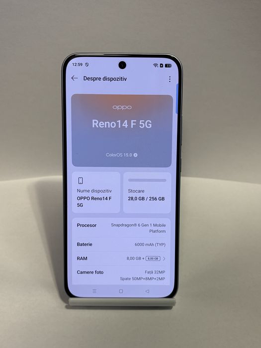 MDM vinde: Oppo Reno 14 F 5G, 256GB, Opal Blue.