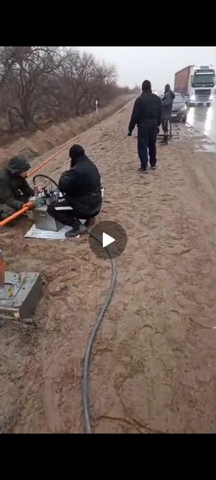 Задувка кабеля в ПЭТ трубы, кабелезадувка