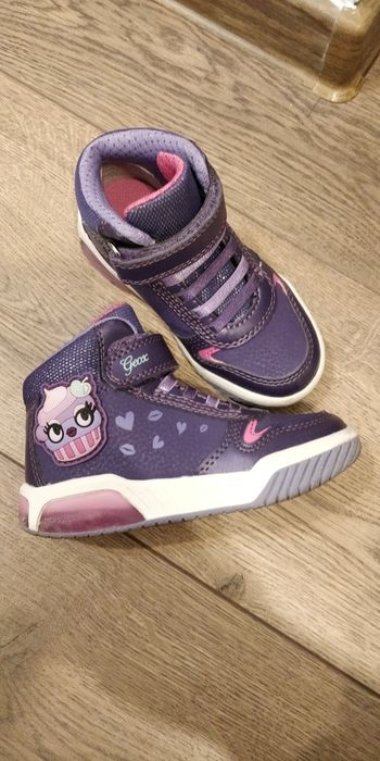Pantofi sport Geox cu imprimeu si LED-uri, Violet, Roz, 24 EU