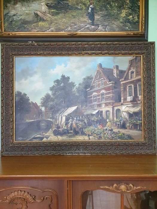 Изключителна антикварна авторска майсторска картина масло върху платно