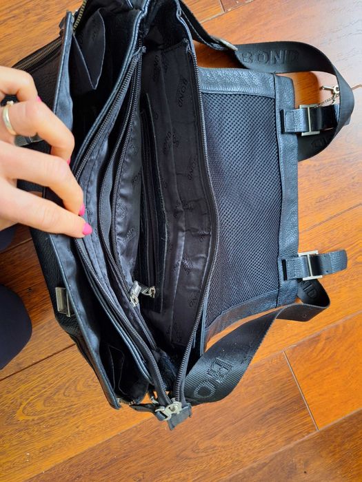 Дамска чанта естествена кожа Черна голяма