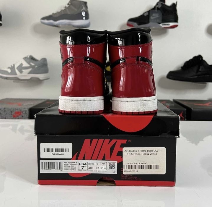 #SUMMER SALE# Nike Air Jordan 1 High Patent Bred - Livrare Verificare
