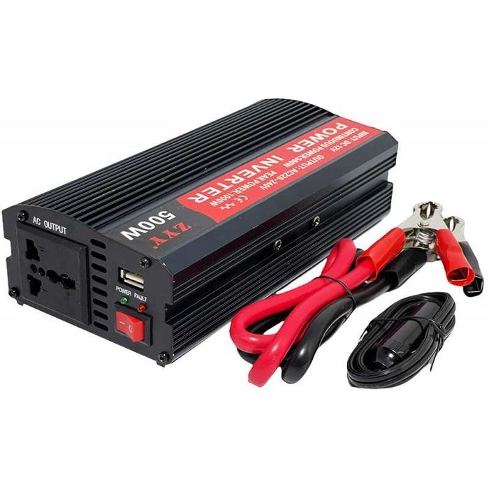 Invertor de tensiune, 12V → 220V - 500W + 5V/2A, 4xUSB