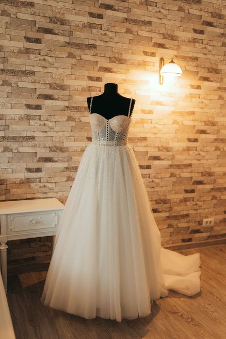 Rochie mireasa, voal & bentita