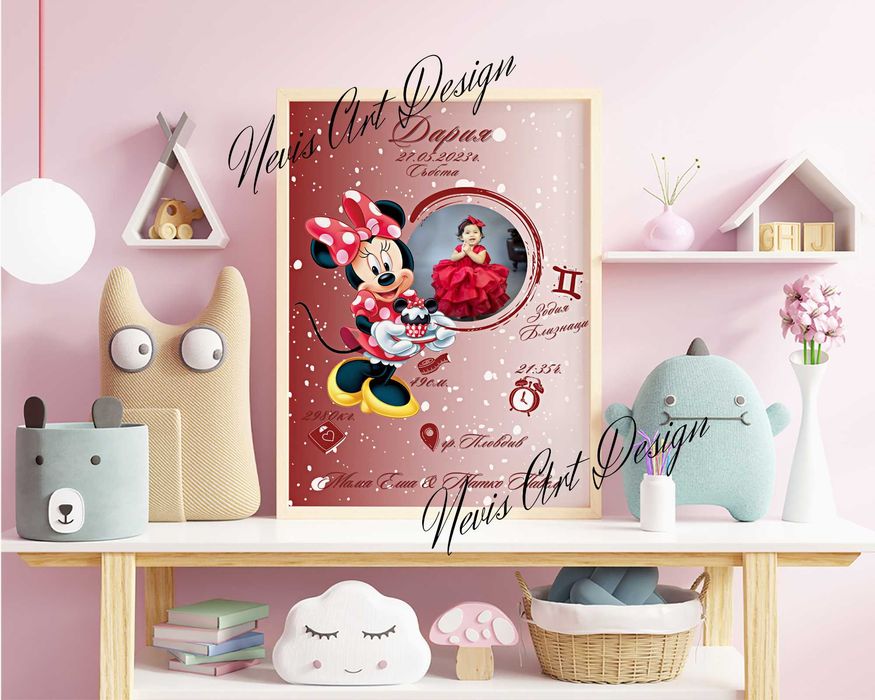 Бебешка визитка / бебешка картичка / Подарък в рамка