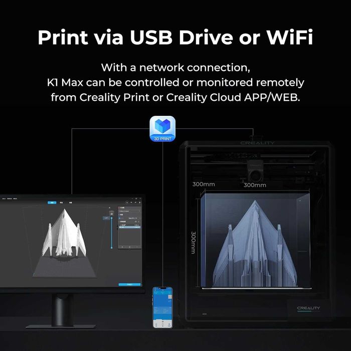 3D Printer Creality K1 MAX 30*30*30 sm (1 yil Кafolat, Bepul o‘qitish)