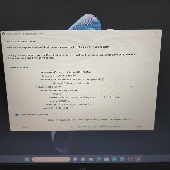 Laptop HP 15s AMD Ryzen 7 5700 512GB SSD 15.6 Zeus Amanet Rahova 24849