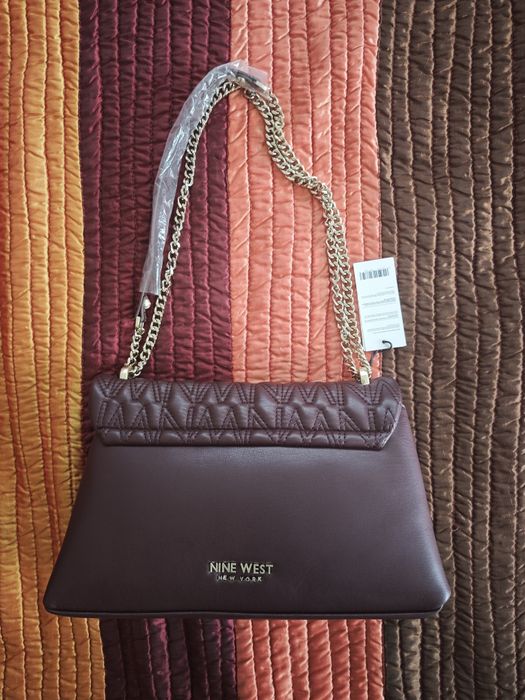 Дамска чанта Nine West, цвят бордо