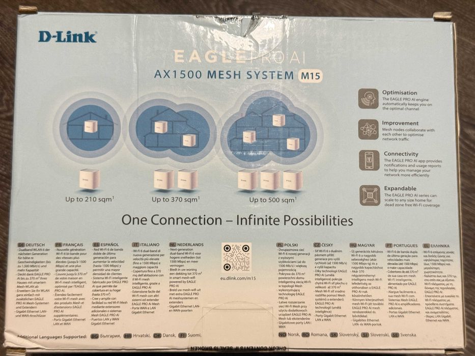 Sistem Wi-Fi Mesh Smart Eagle PRO AI D-Link M15-2, AX1500, Dual-Band, MU-MIMO, OFDMA, asistenta AI, Control Parental, Control Vocal Google/Alexa