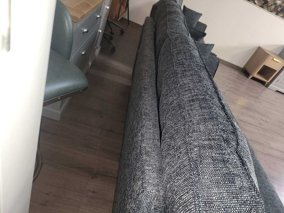 Сив комплект дивани от плат тройка и двойка