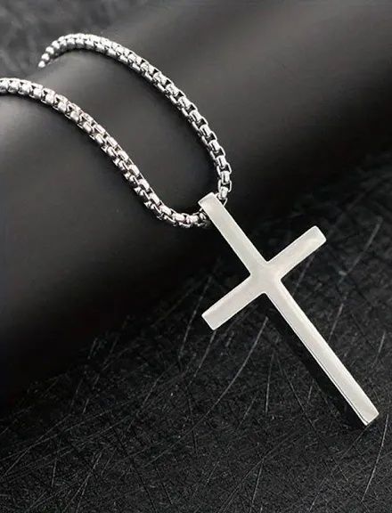 Lant inox 60 sau 70cm cu cruce 3.5cm cadoul ideal Crăciun