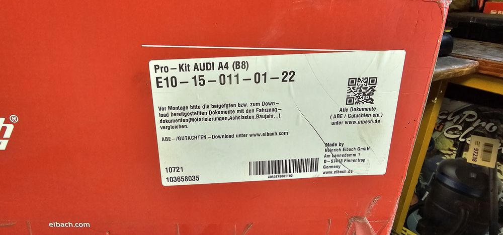 Vand arcuri sport eibach pro kit audi a4 b8