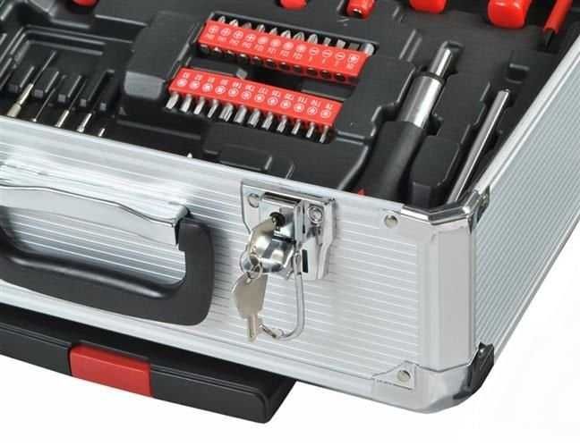 Trusa de scule din aluminiu, tip troler, usor de transportat 187 piese
